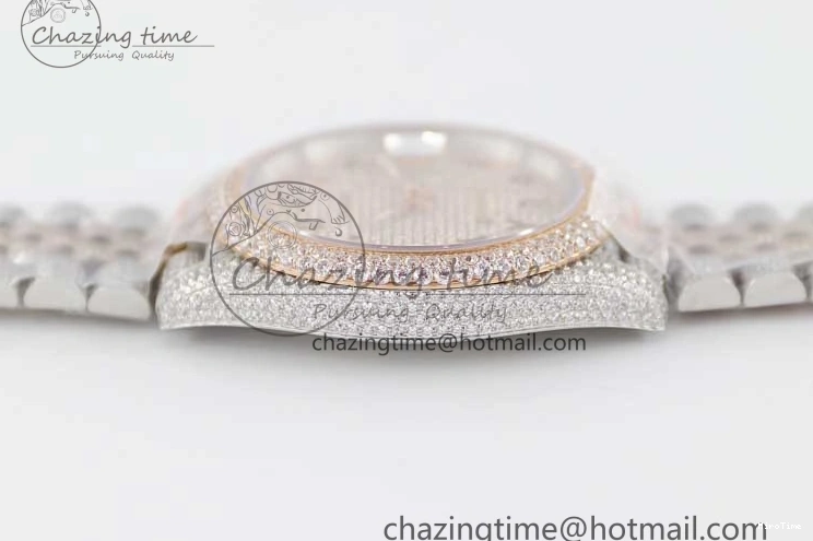 MiroTime 1229 Affordable Datejust 41 SS RG Full Diamonds TWF 1:1 Best Edition Arabic Markers Dial on Jubilee Bracelet A 2385